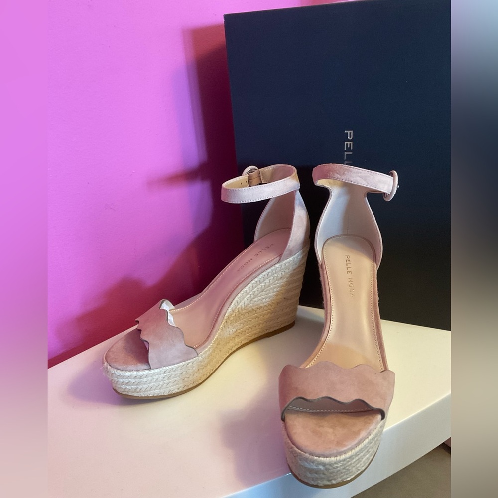 NWT- Pelle Moda Pink Wedge Sandals